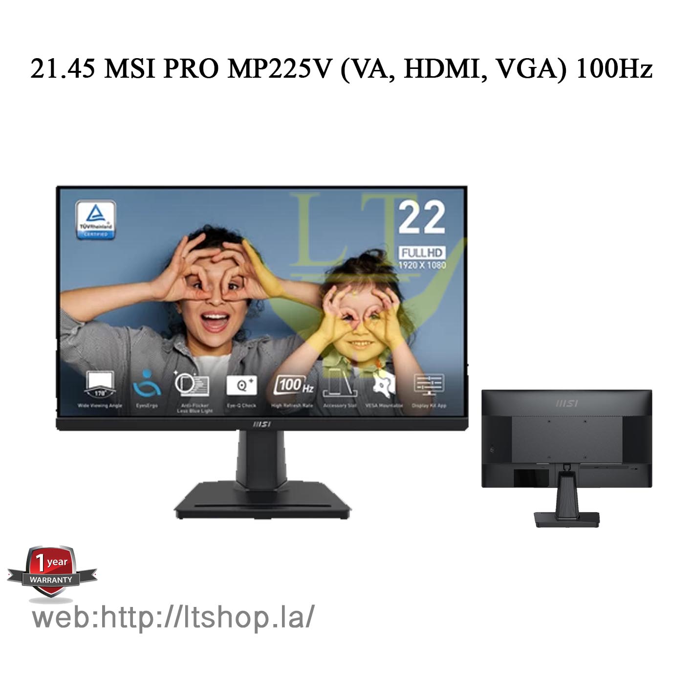 LED 21.45 MSI PRO MP225V (VA, HDMI, VGA) 100Hz